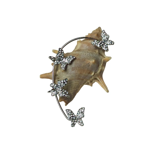 پیرسینگ گوش زنانه مدل ایرکاف پروانه نقره ای