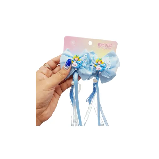 ست 2 تایی گیره مو پاپیونی طرح دختران پرنسسی