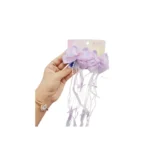 ست 2 تایی گیره مو پاپیونی پولک‌دار همراه با آویز نواری و نگین‌دار