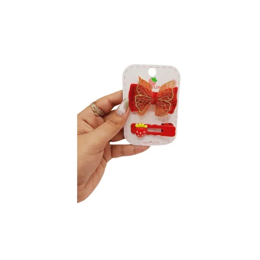 پک 2 تایی گیره مو فانتزی پروانه و توت‌ فرنگی