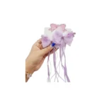 ست 2 تایی گیره مو پاپیونی همراه با آویز نواری و نگین‌دار